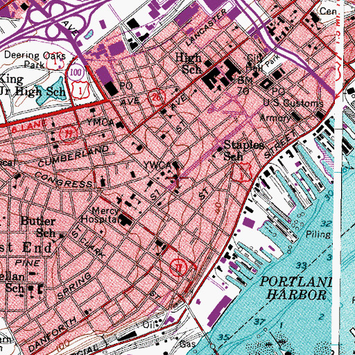Topographic Map of The Maine College of Art, ME