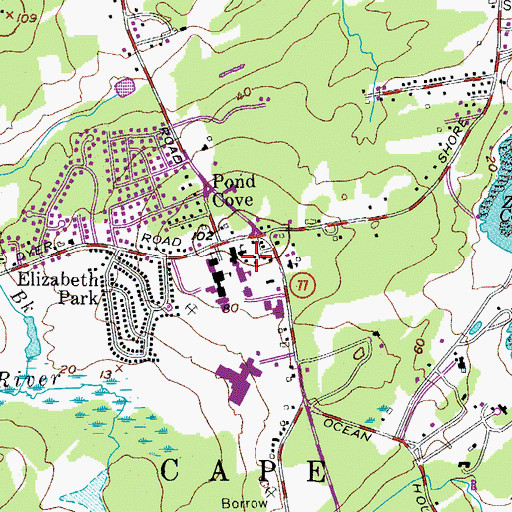 Topographic Map of Thomas Memorial Library, ME