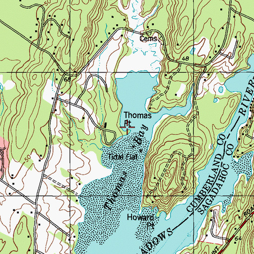Topographic Map of Thomas Point Beach, ME