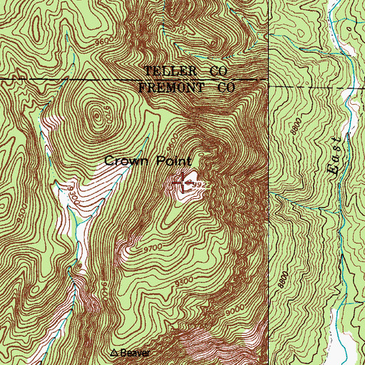 Topographic Map of Crown Point, CO