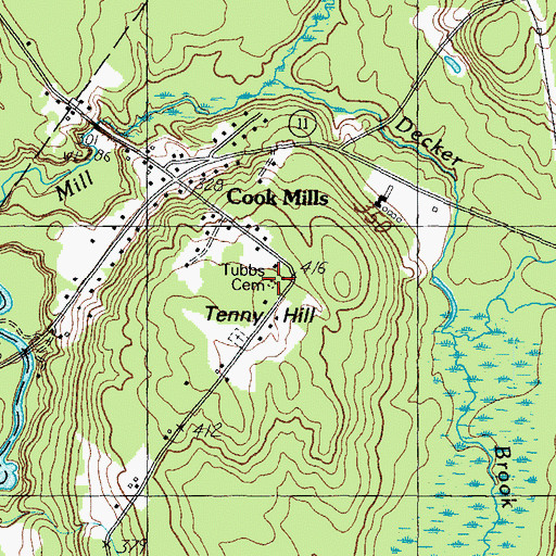 Topographic Map of Tubbs Cemetery, ME
