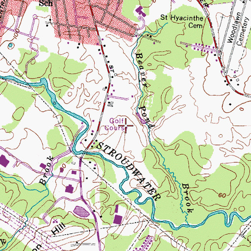 Topographic Map of Twin Falls Golf Club, ME