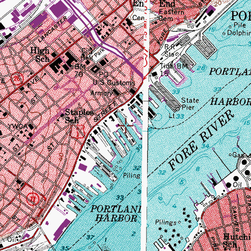 Topographic Map of Union Wharf, ME