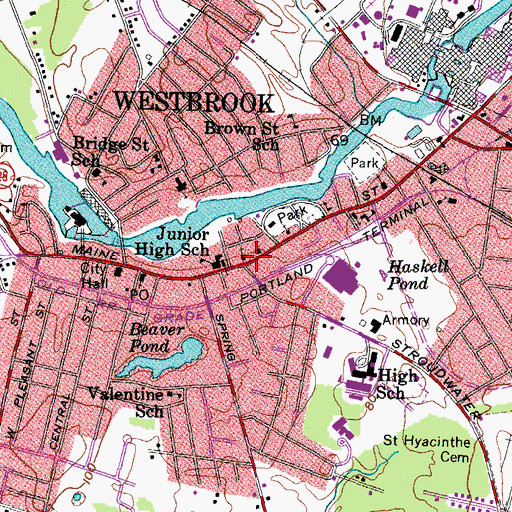 Topographic Map of Unitarian Universalist Church of Westbrook, ME