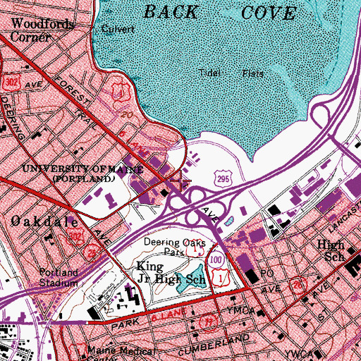Topographic Map of University of Southern Maine Libraries, ME