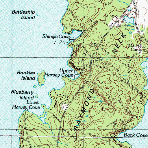 Topographic Map of Upper Harvey Cove, ME