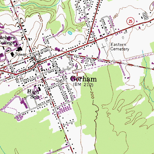 Topographic Map of Village Elementary School Gorham, ME