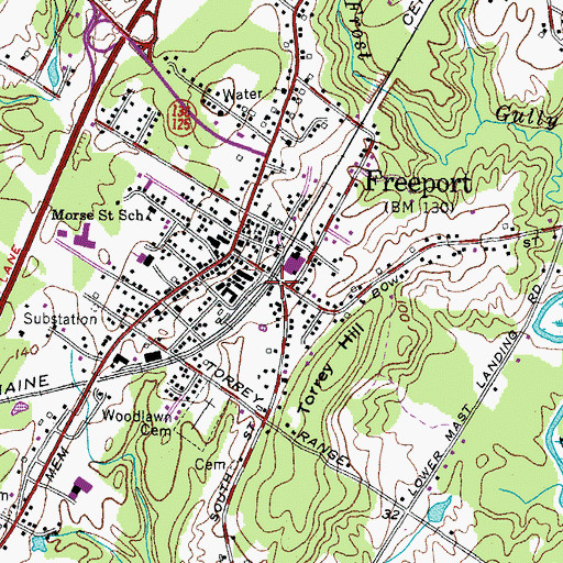 Topographic Map of Village Square Information Center, ME