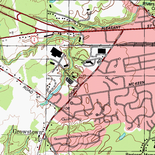 Topographic Map of Vocational Education Region 10 School, ME