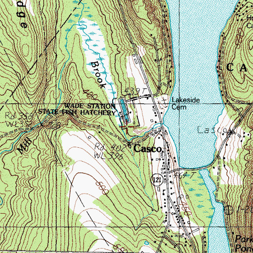 Topographic Map of Wade Station Fish Hatchery, ME