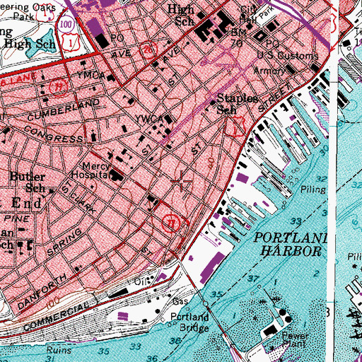 Topographic Map of Wadsworth-Longfellow House, ME