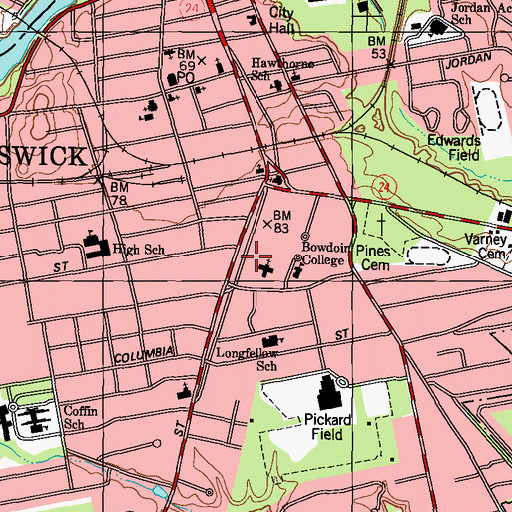 Topographic Map of Walker Art Gallery, ME