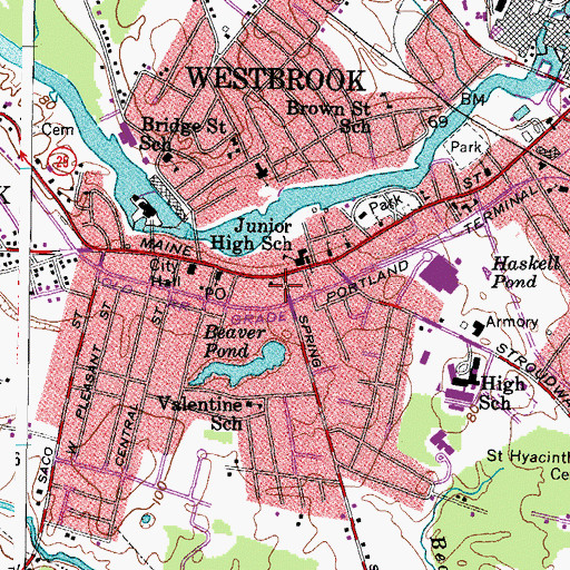 Topographic Map of Walker Memorial Library, ME