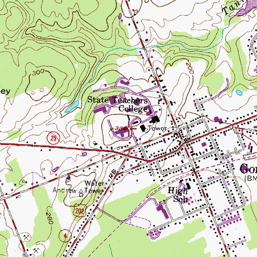 Topographic Map of Warren Hill Gymnasium, ME
