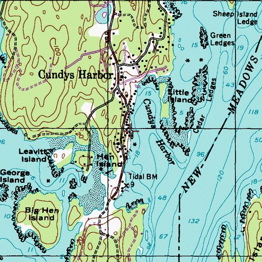Topographic Map of Watsons Marina, ME
