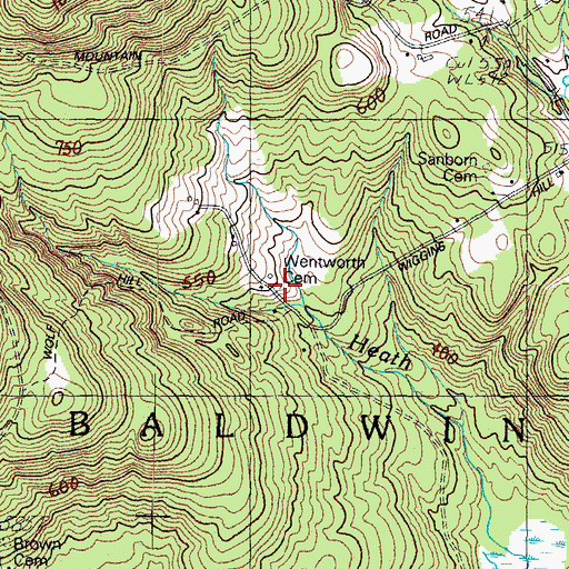 Topographic Map of Wentworth Cemetery, ME