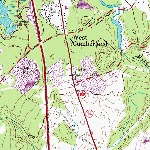 Topographic Map of West Cumberland United Methodist Church, ME