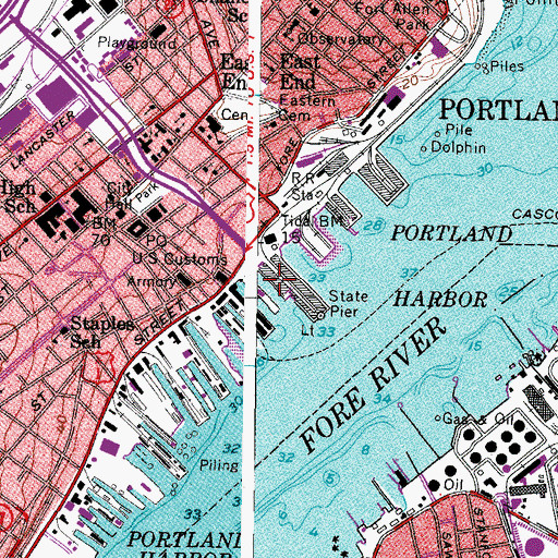 Topographic Map of Old Port, ME