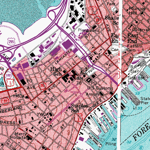 Topographic Map of United States Courthouse, ME