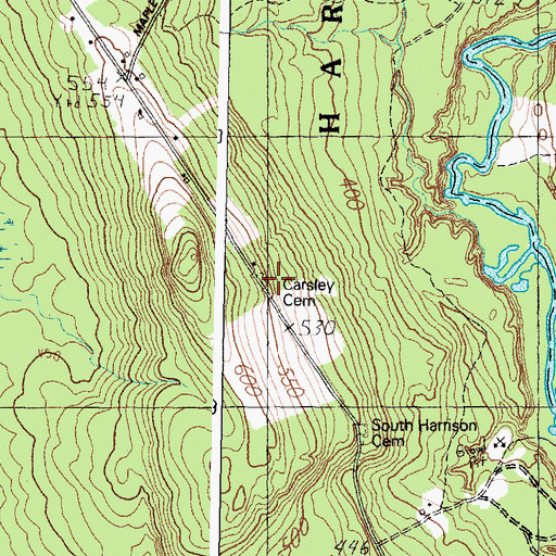 Topographic Map of Carsley Cemetery, ME