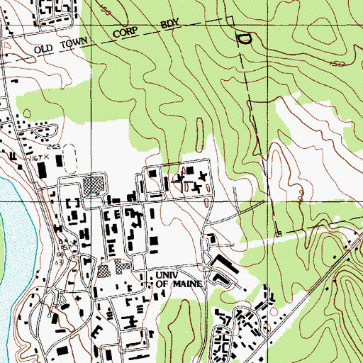 Topographic Map of Androscoggin Hall, ME