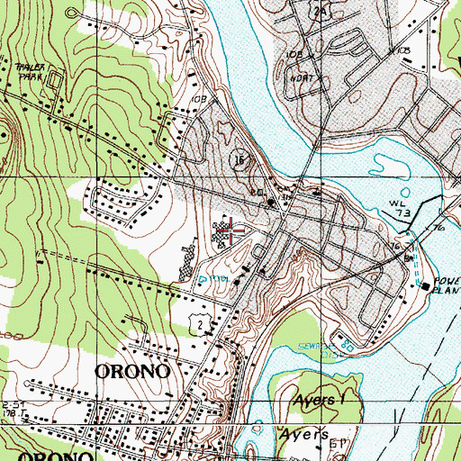 Topographic Map of Asa C Adams School, ME