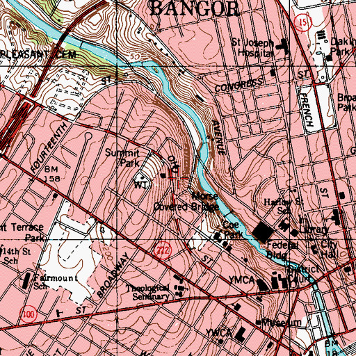 Topographic Map of Bangor Childrens Home, ME