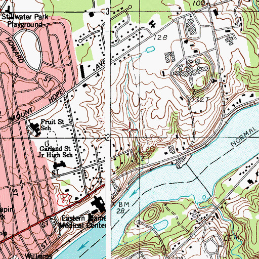 Topographic Map of Bangor Mall Shopping Center, ME