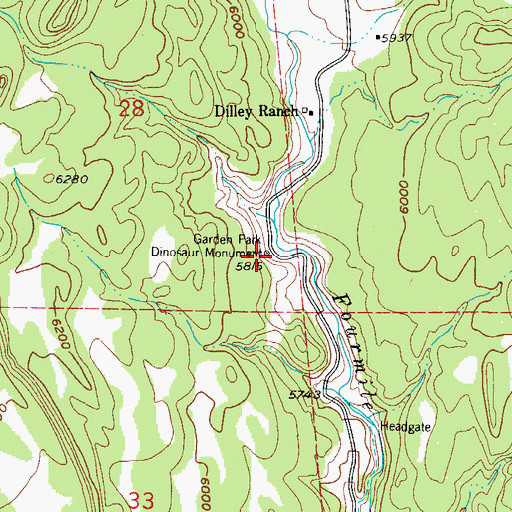 Topographic Map of Garden Park Dinosaur Monument, CO