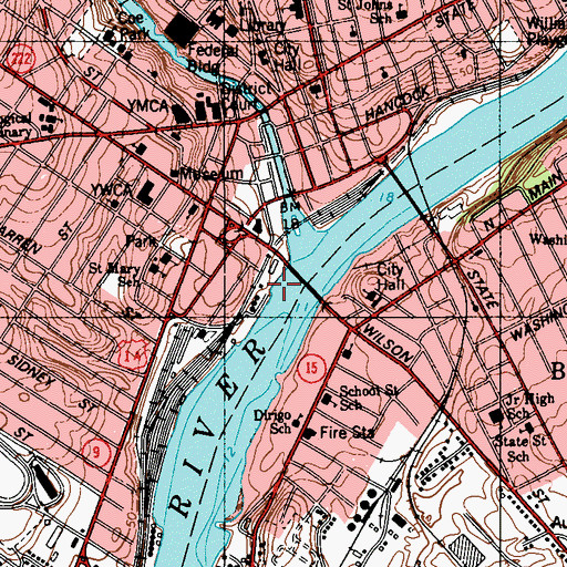 Topographic Map of Bangor Municipal Pier, ME