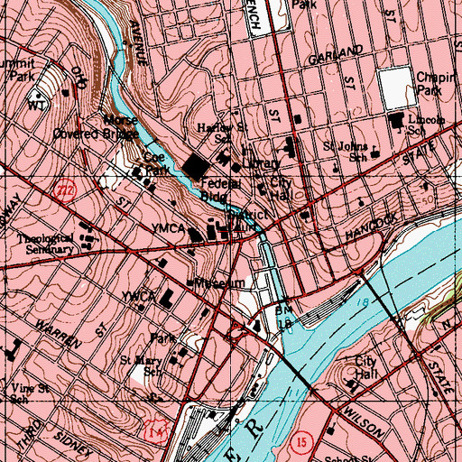 Topographic Map of Bangor Post Office, ME