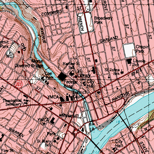 Topographic Map of Bangor Public Library, ME