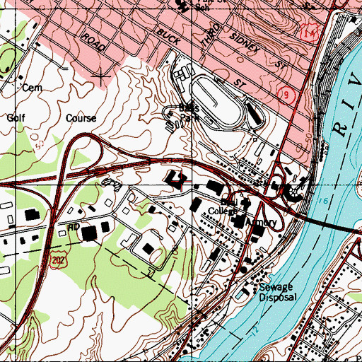 Topographic Map of Beal College Library, ME
