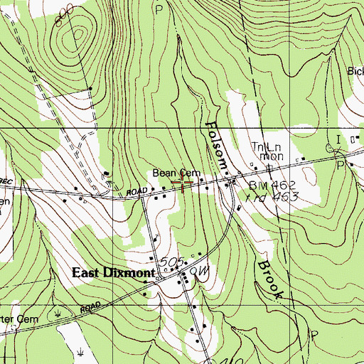 Topographic Map of Bean Cemetery, ME