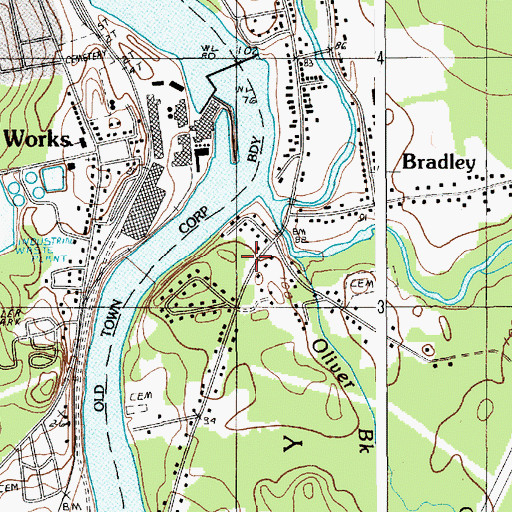 Topographic Map of Bradley Post Office, ME