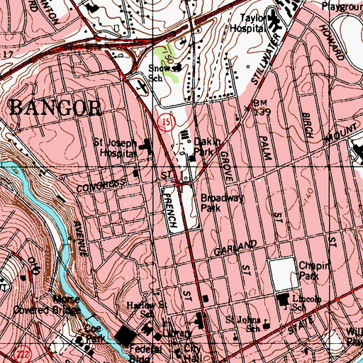 Topographic Map of Broadway Historic District, ME