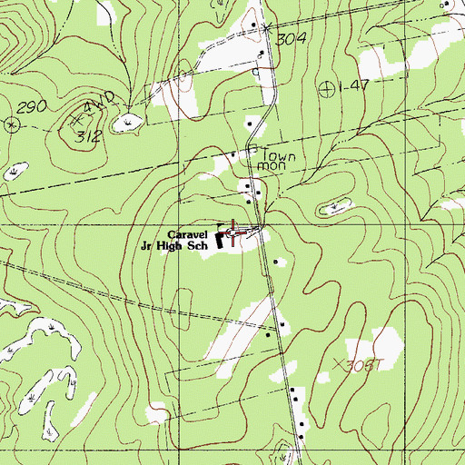 Topographic Map of Caravel Middle School, ME