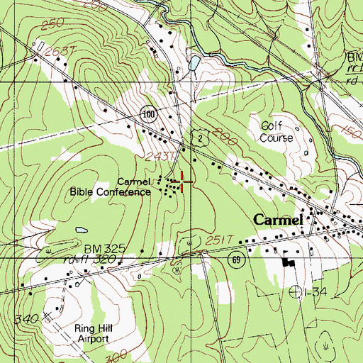 Topographic Map of Carmel Bible Conference, ME