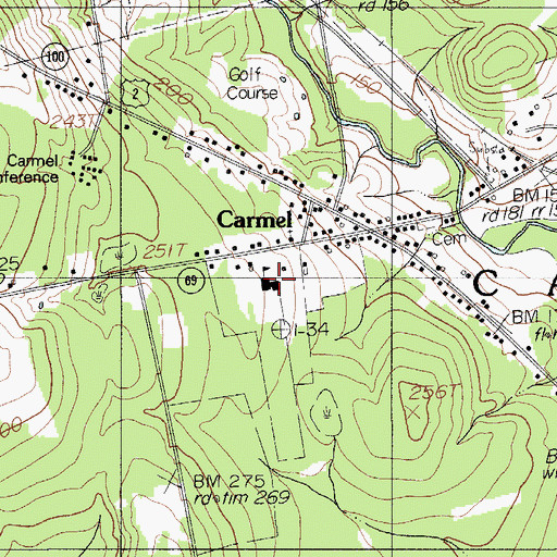 Topographic Map of Carmel Elementary School, ME
