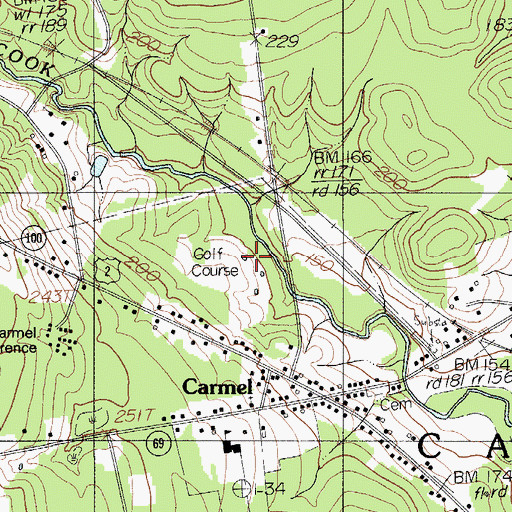 Topographic Map of Carmel Valley Golf Club, ME