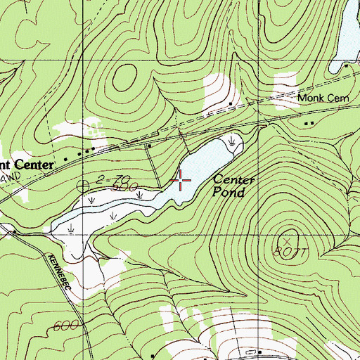 Topographic Map of Center Pond, ME