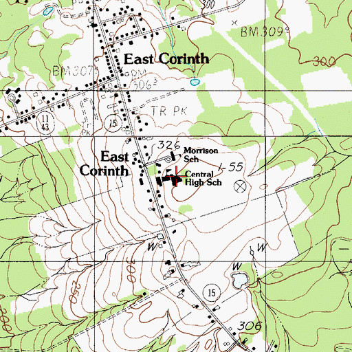 Topographic Map of Central High School, ME