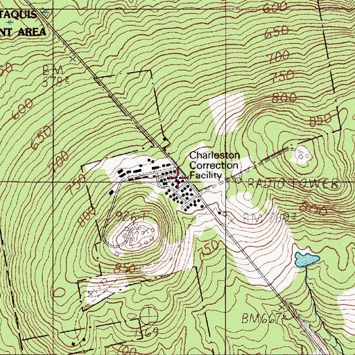 Topographic Map of Charleston Correction Facility, ME