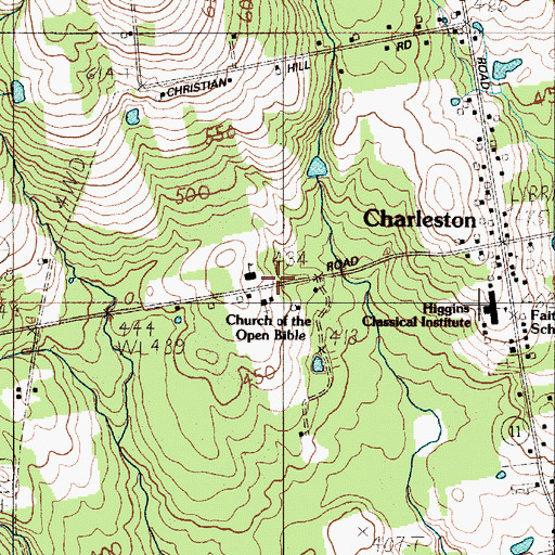 Topographic Map of Charleston Elementary School, ME