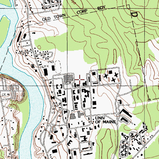 Topographic Map of Chester G Bridges Tennis Complex, ME