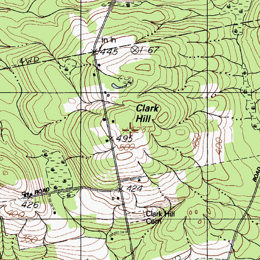 Topographic Map of Clark Hill, ME