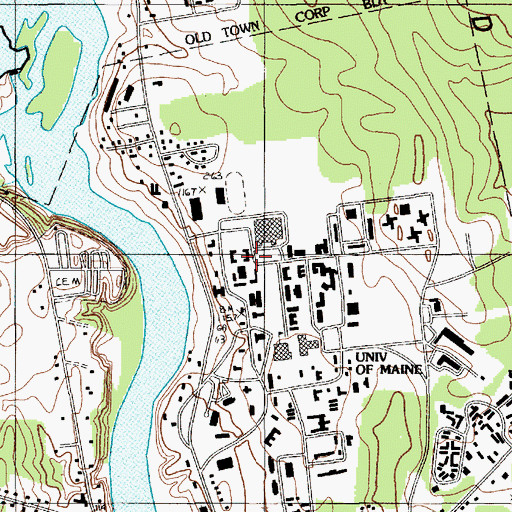 Topographic Map of Corbett Hall, ME