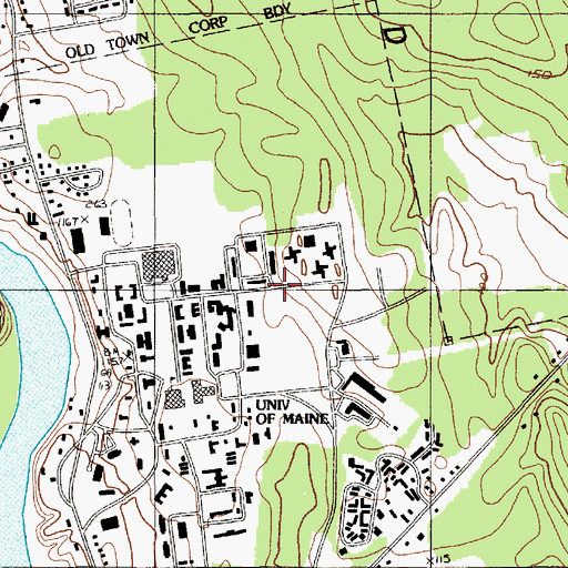 Topographic Map of Cumberland Hall, ME
