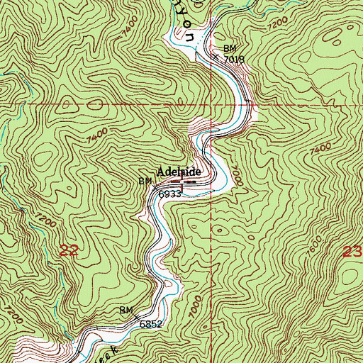 Topographic Map of Adelaide, CO