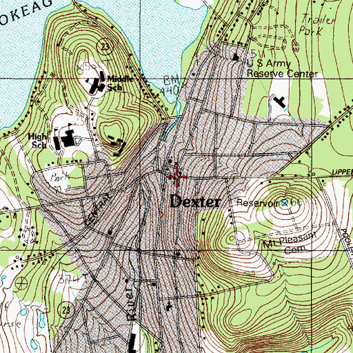 Topographic Map of Dexter Post Office, ME